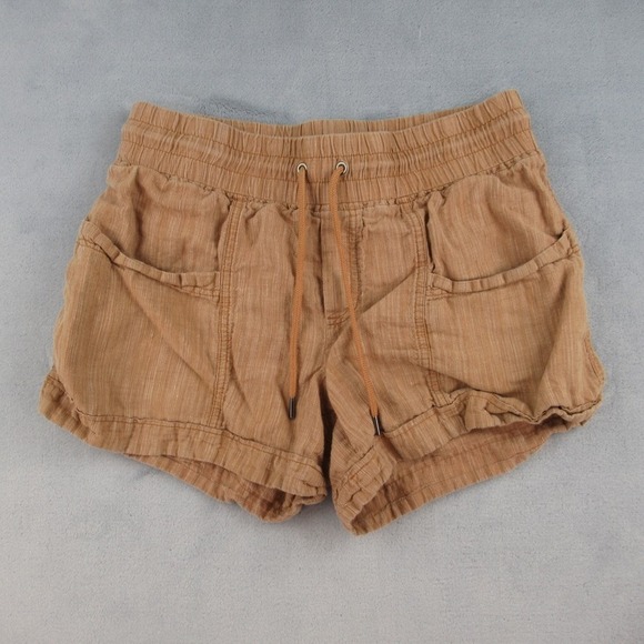 Athleta Pants - Athleta Cabo Linen Textured 4" Shorts Brown Tan Size 8 RN 54023